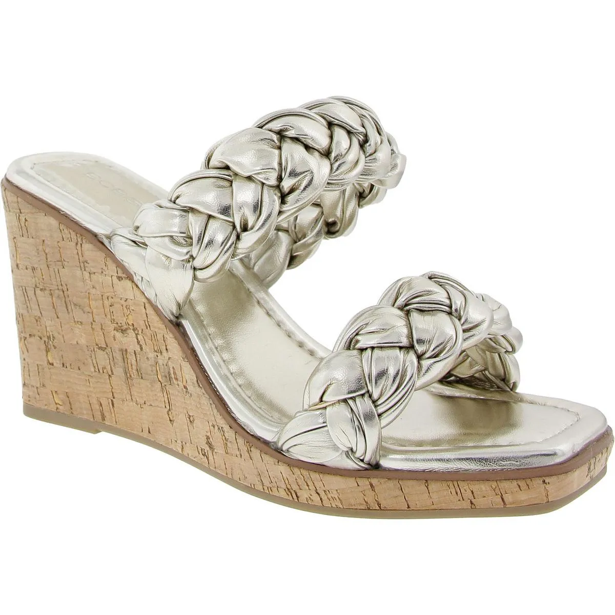 Ulana Womens Faux Leather Braided Wedge Sandals