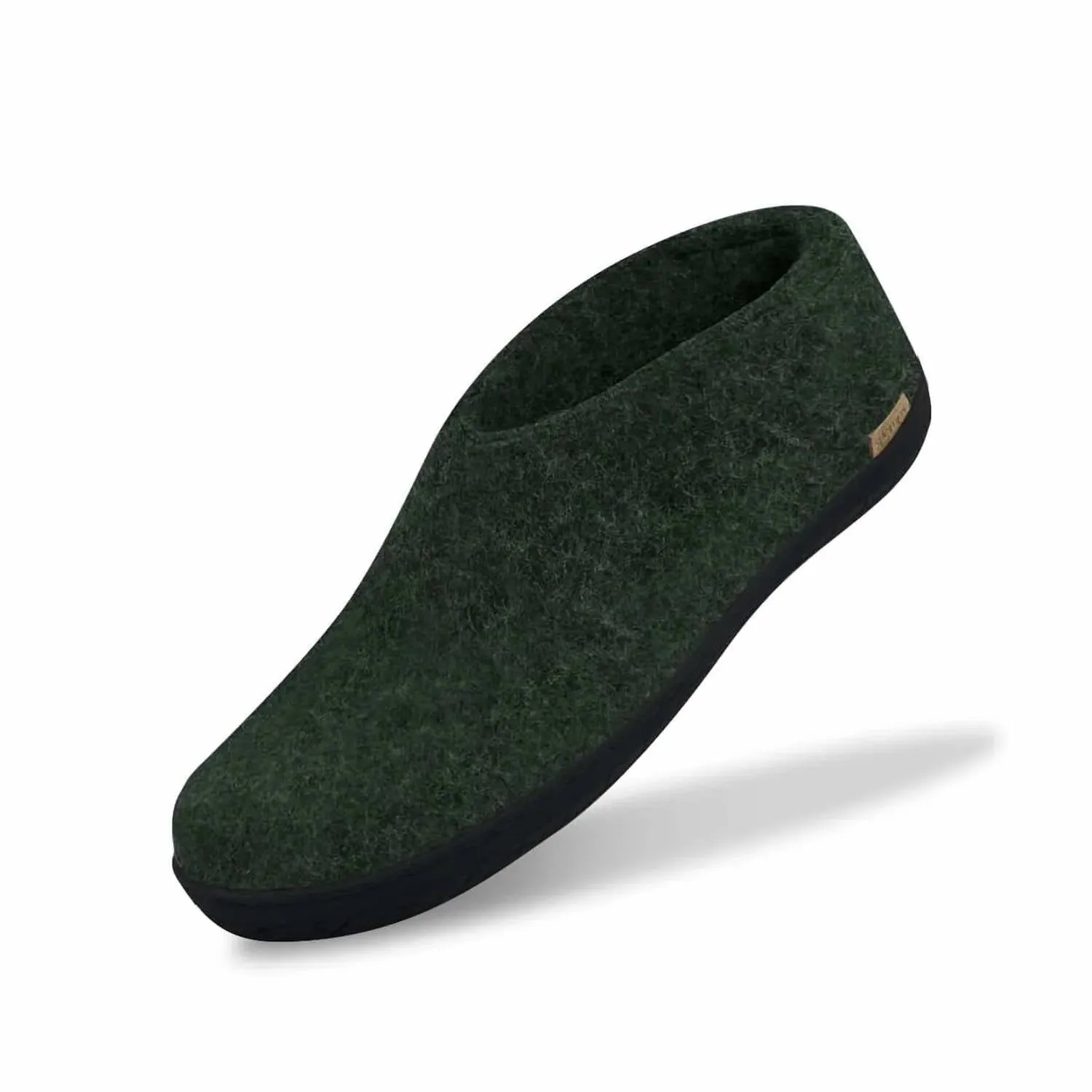 Unisex Felt Slipper With Black Natural Rubber Sole In Forest