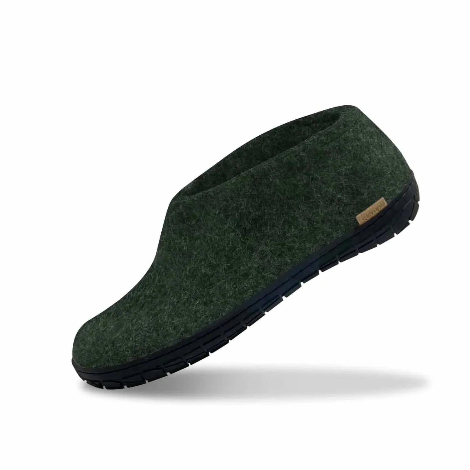 Unisex Felt Slipper With Black Natural Rubber Sole In Forest