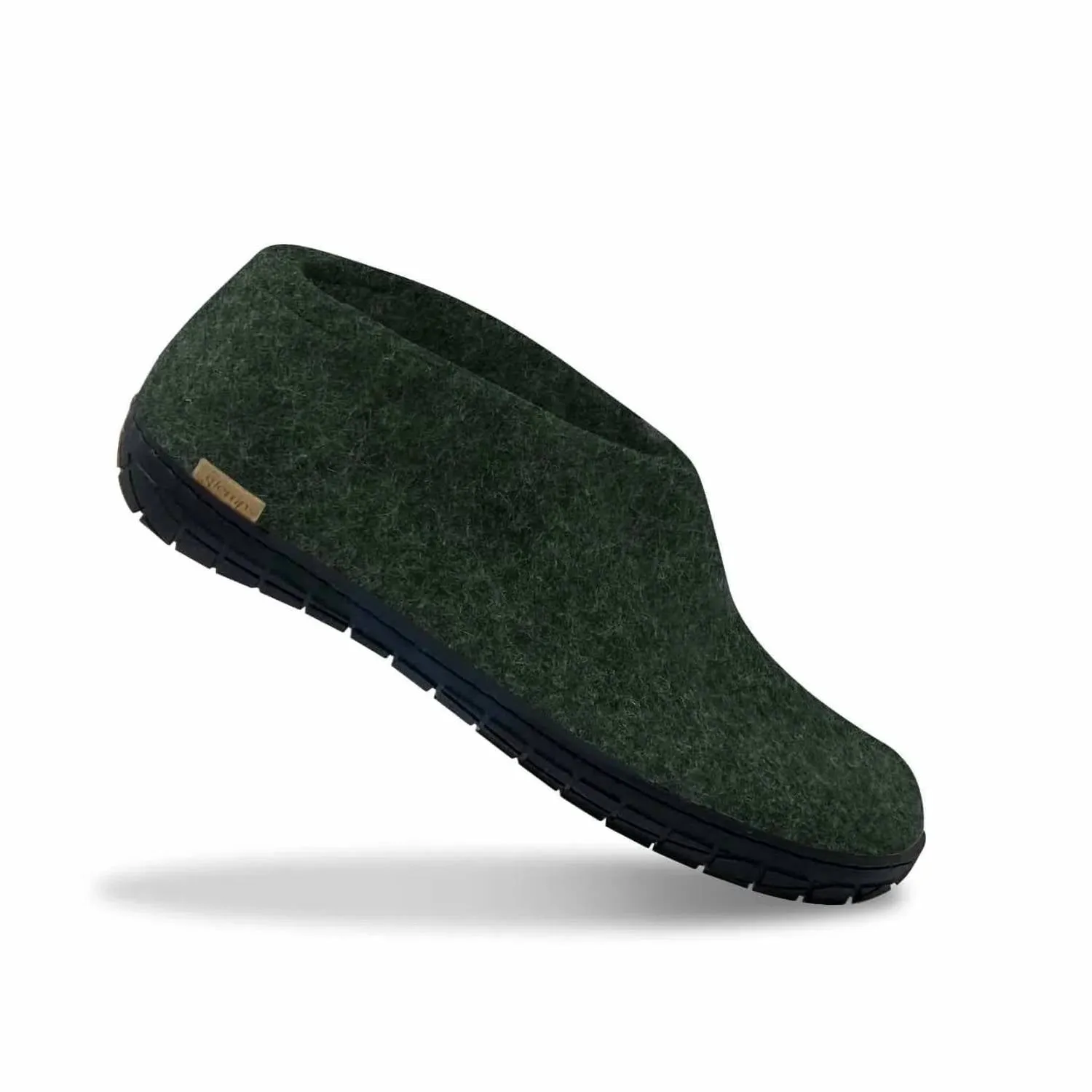 Unisex Felt Slipper With Black Natural Rubber Sole In Forest