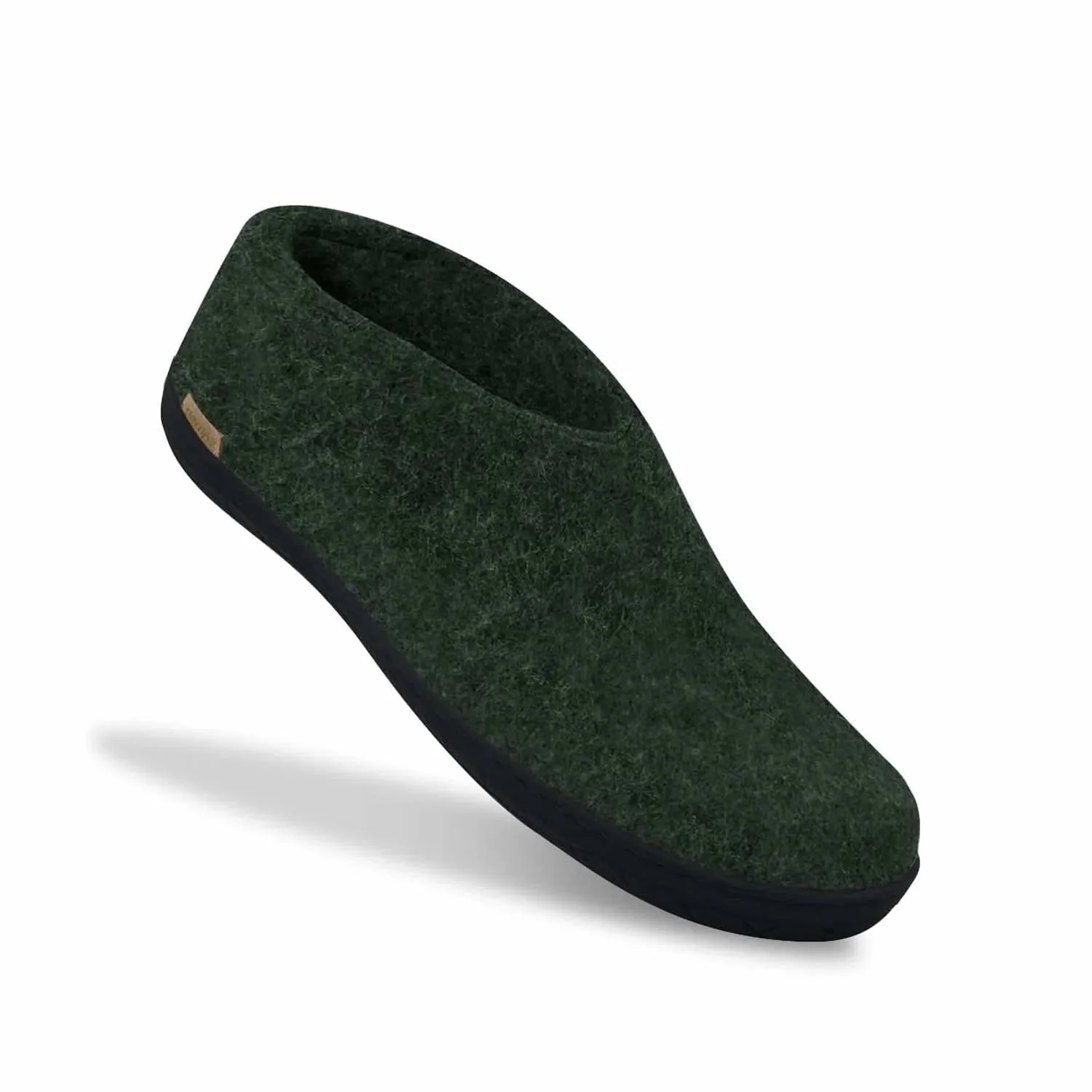 Unisex Felt Slipper With Black Natural Rubber Sole In Forest