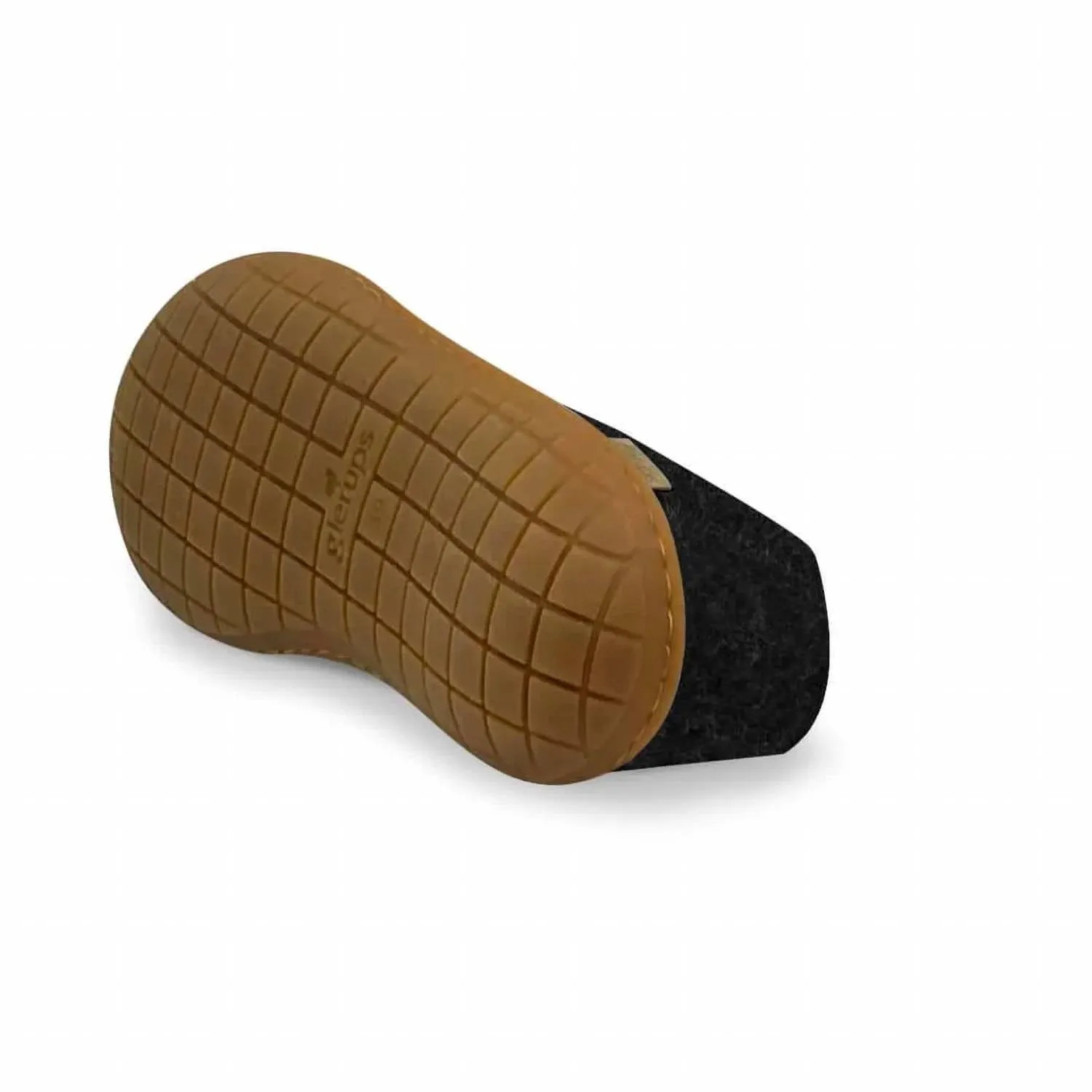 Unisex Felt Slipper With Honey Natural Rubber Sole In Charcoal