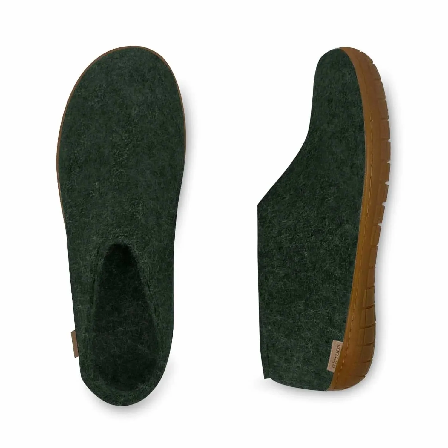 Unisex Felt Slipper With Honey Natural Rubber Sole In Forest