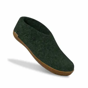 Unisex Felt Slipper With Honey Natural Rubber Sole In Forest