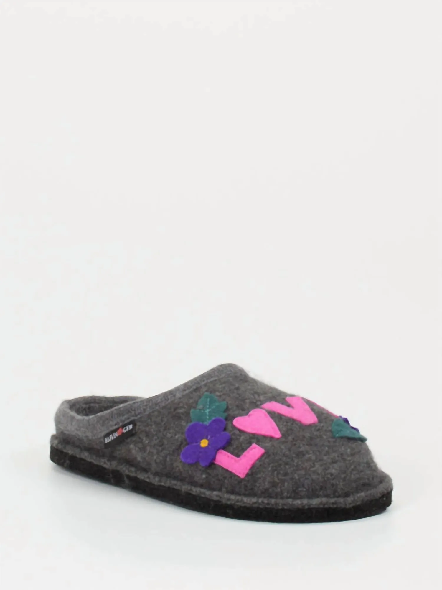 Unisex Love & Peace Boiled Wool Slipper In Gray