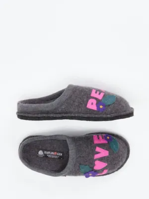 Unisex Love & Peace Boiled Wool Slipper In Gray