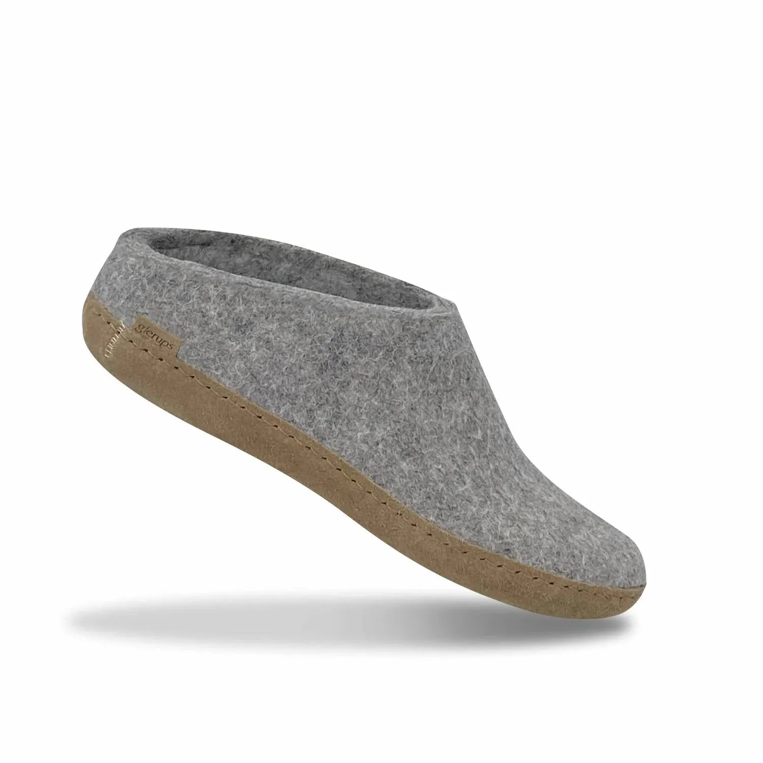Unisex Slip-On With Leather Sole Slippers In Grey