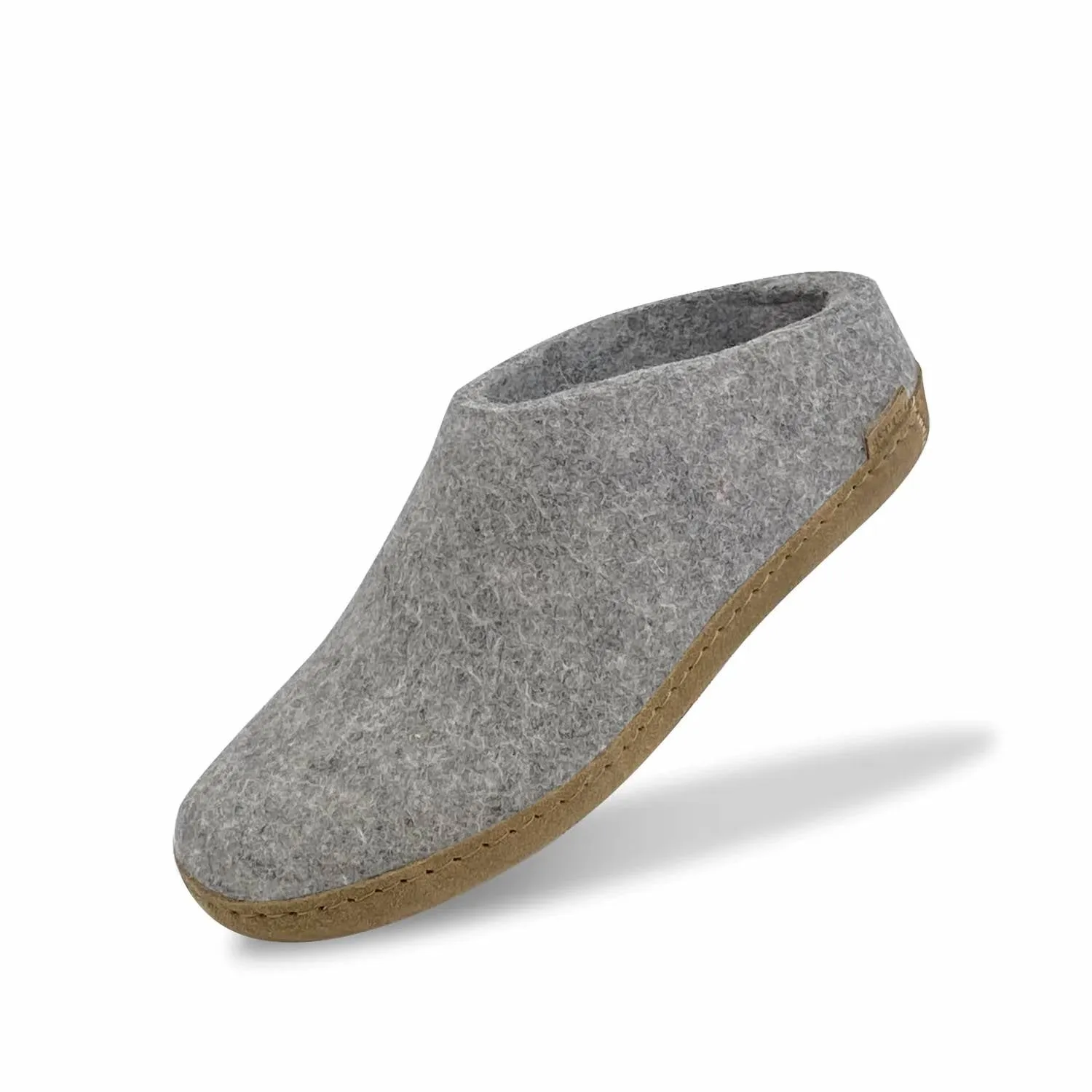Unisex Slip-On With Leather Sole Slippers In Grey