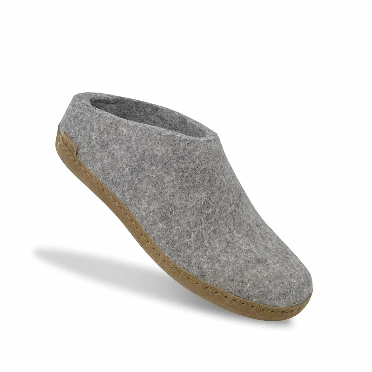 Unisex Slip-On With Leather Sole Slippers In Grey