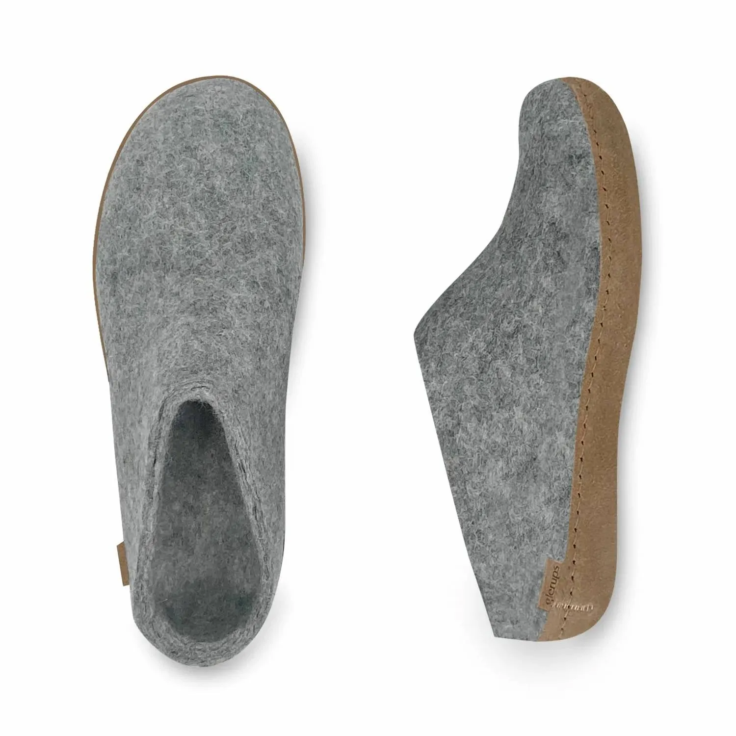 Unisex Slip-On With Leather Sole Slippers In Grey