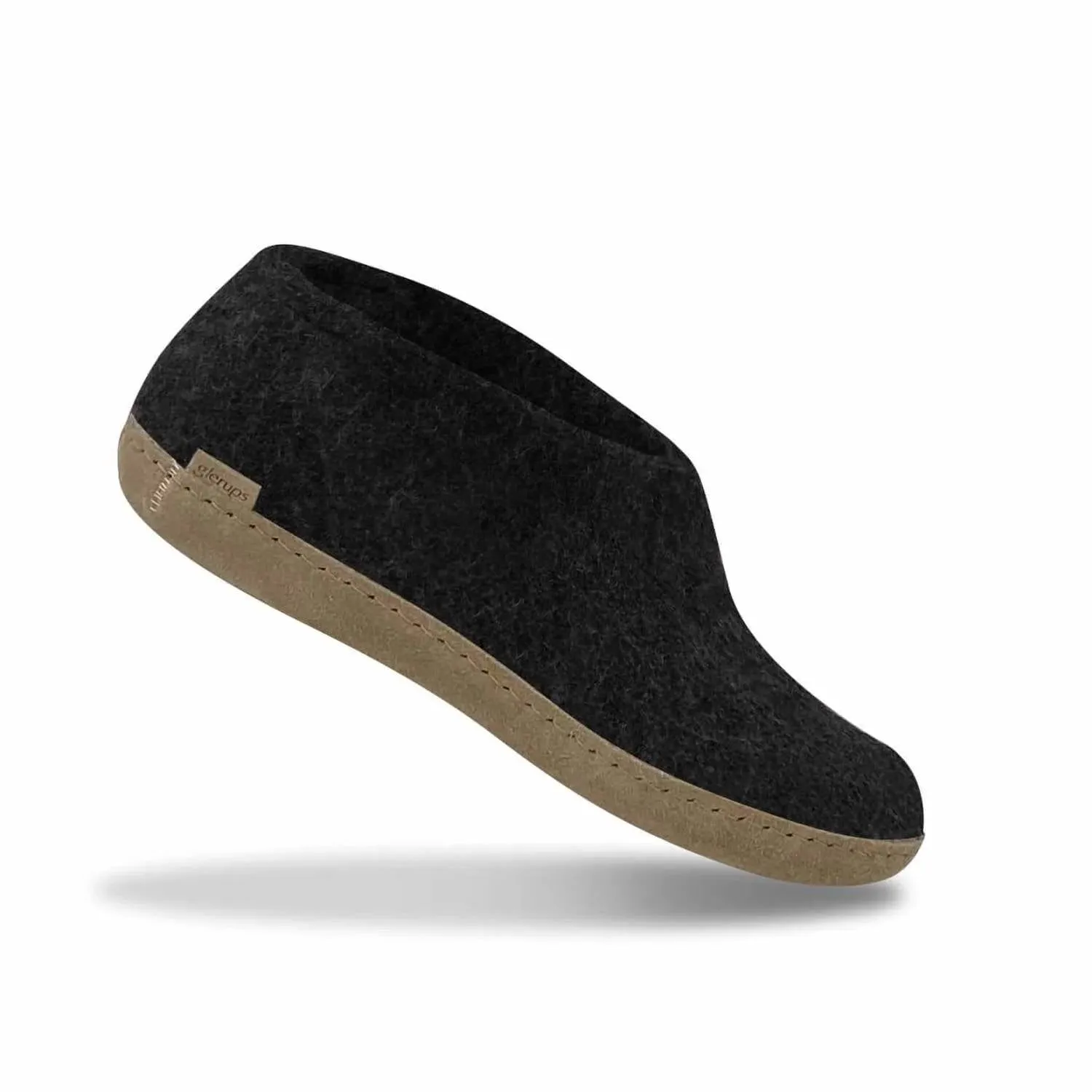 Unisex Slippers With Leather Sole In Charcoal