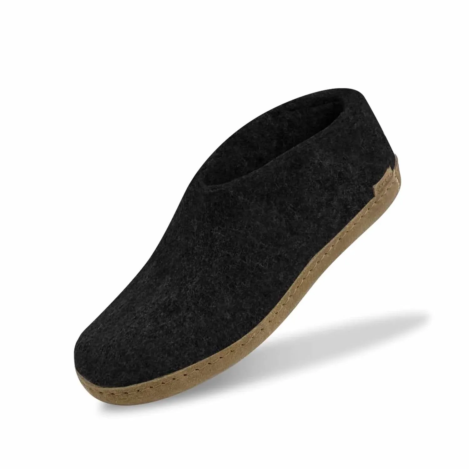 Unisex Slippers With Leather Sole In Charcoal