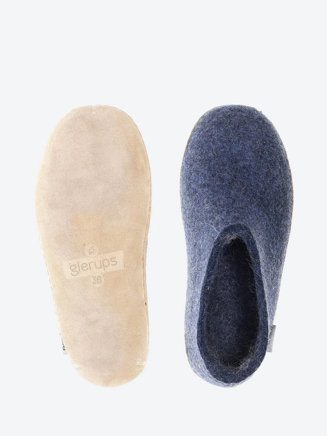 Unisex Slippers With Leather Sole In Denim
