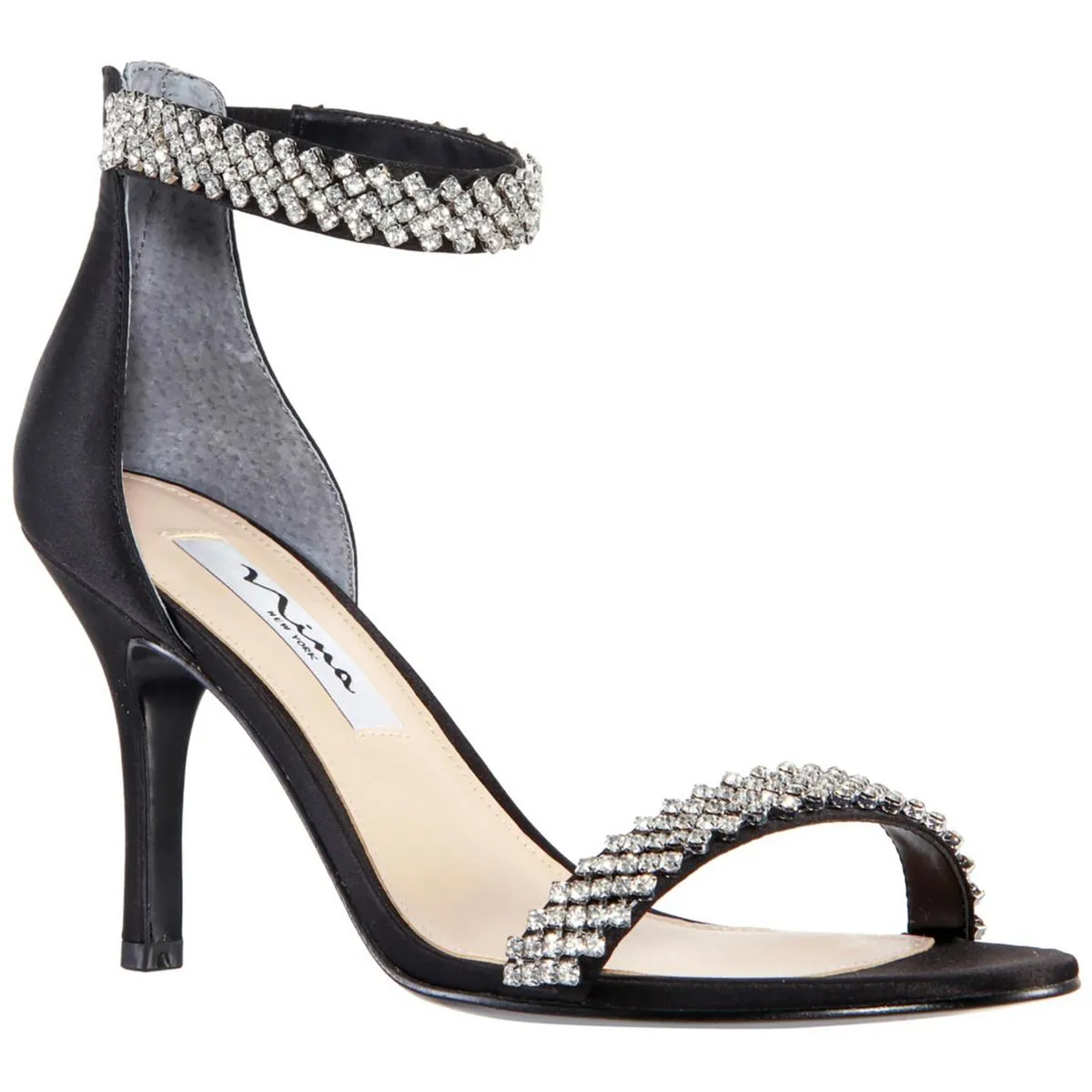 Vauna Womens Satin Rhinestone Dress Sandals