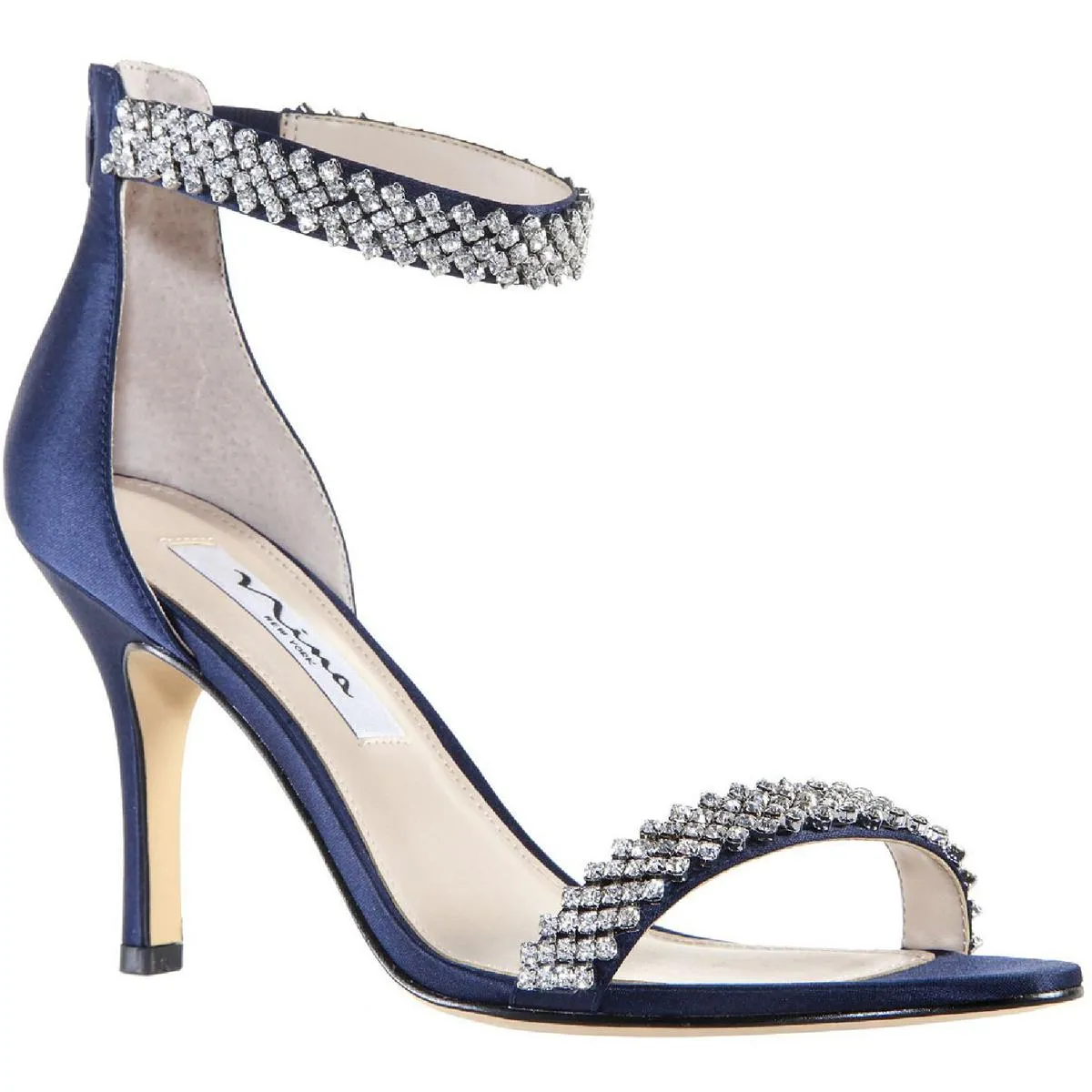 Vauna Womens Satin Rhinestone Dress Sandals