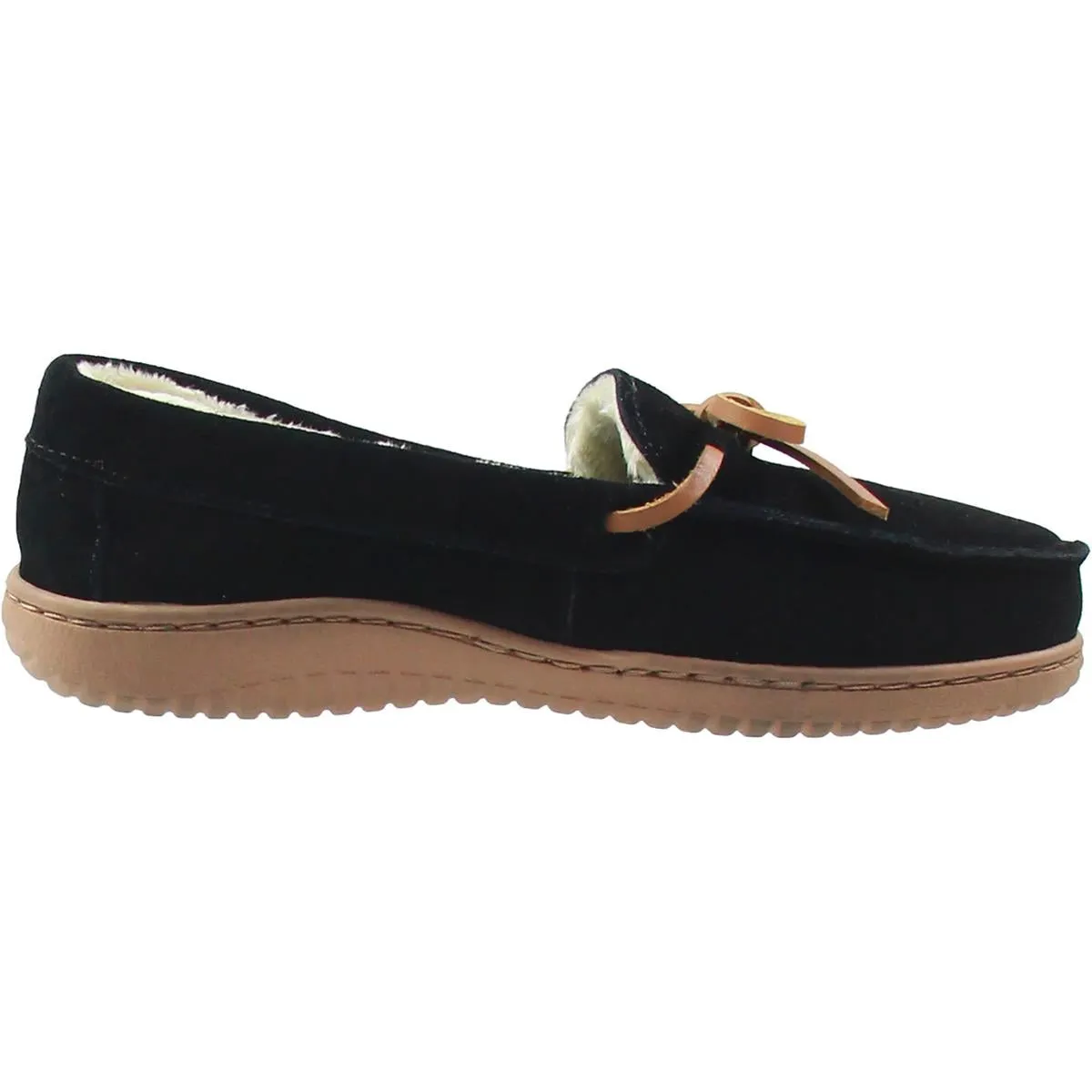 Wilmington Womens Faux Fur Lined Leather Moccasin Slippers
