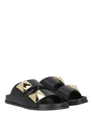 Woman's P23Us Slippers In Black / Gold