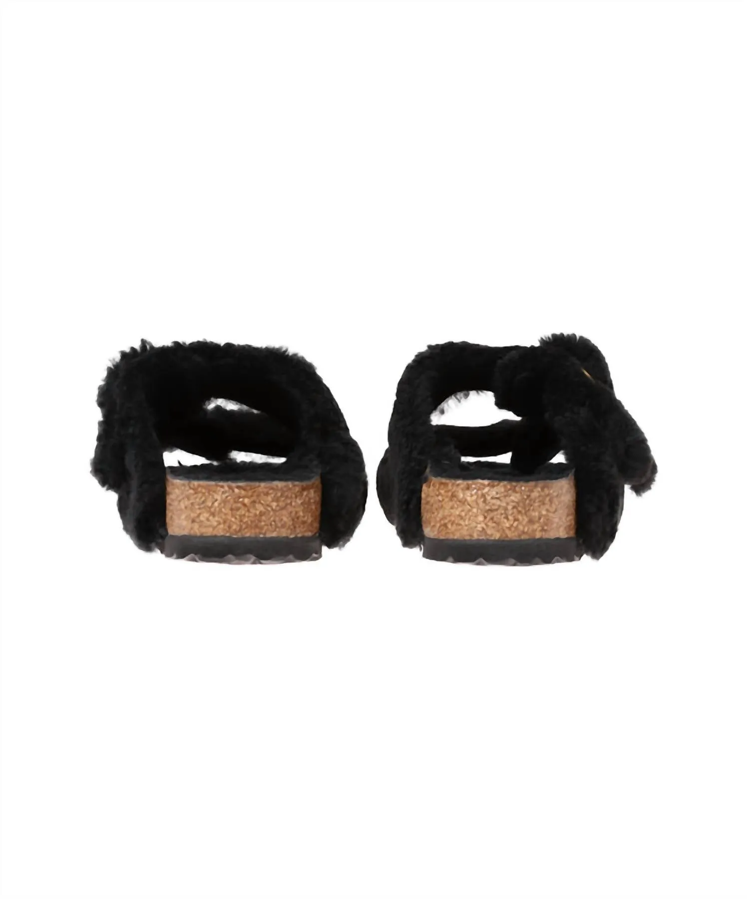 Women's Arizona Big Buckle Teddy Rivet Slipper In Black/gold