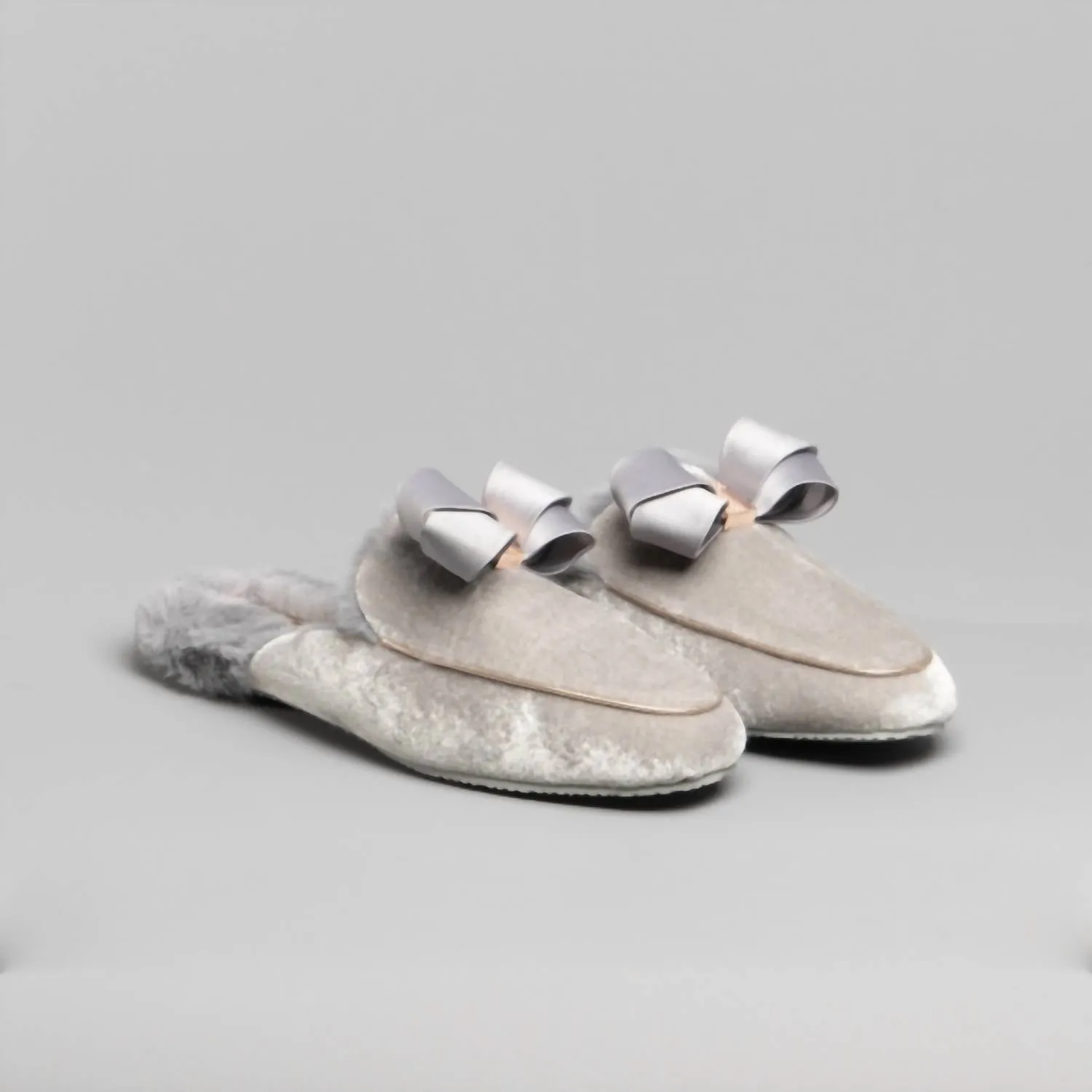 Women's Bhaybe Velvet Moccasin Slippers In Light Grey