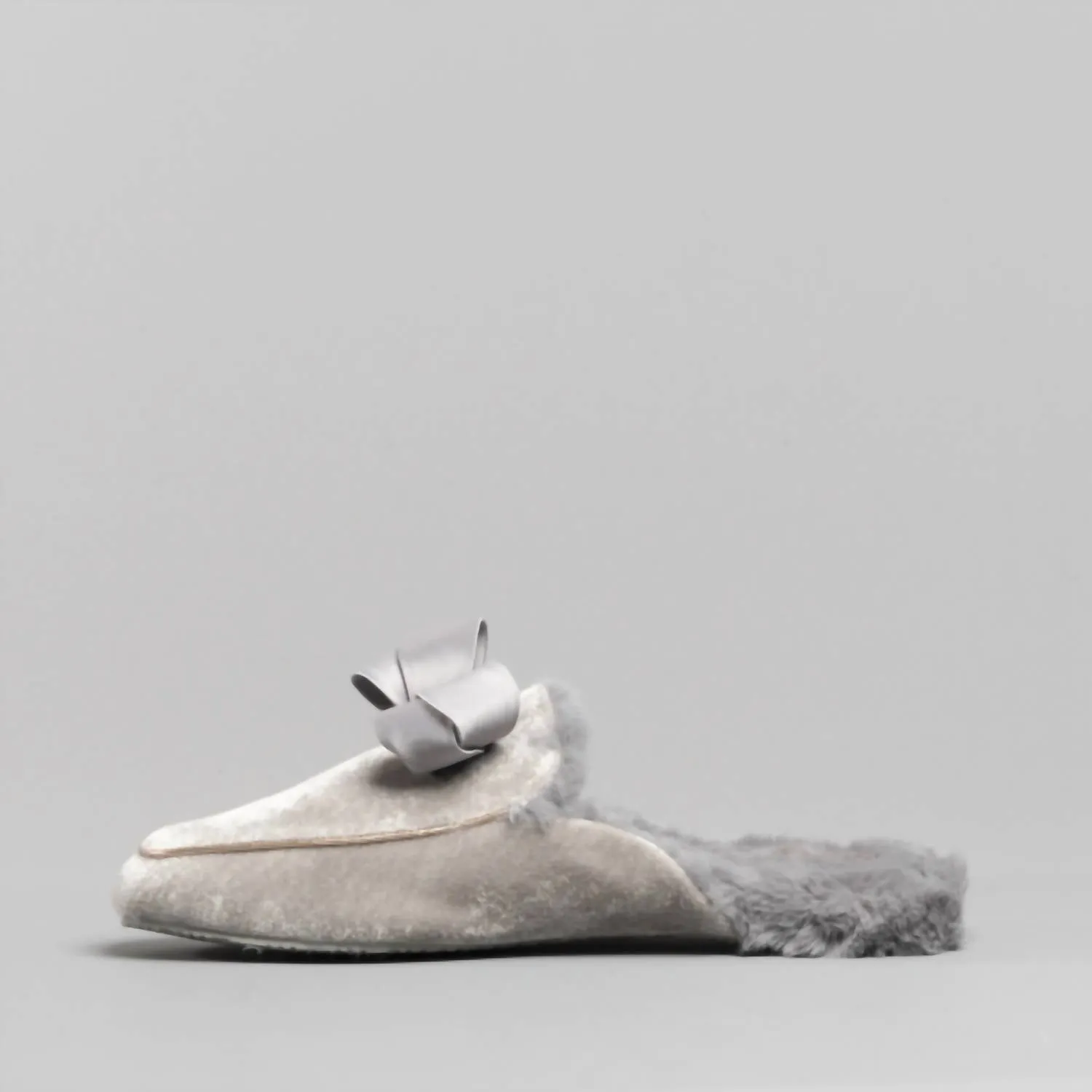 Women's Bhaybe Velvet Moccasin Slippers In Light Grey