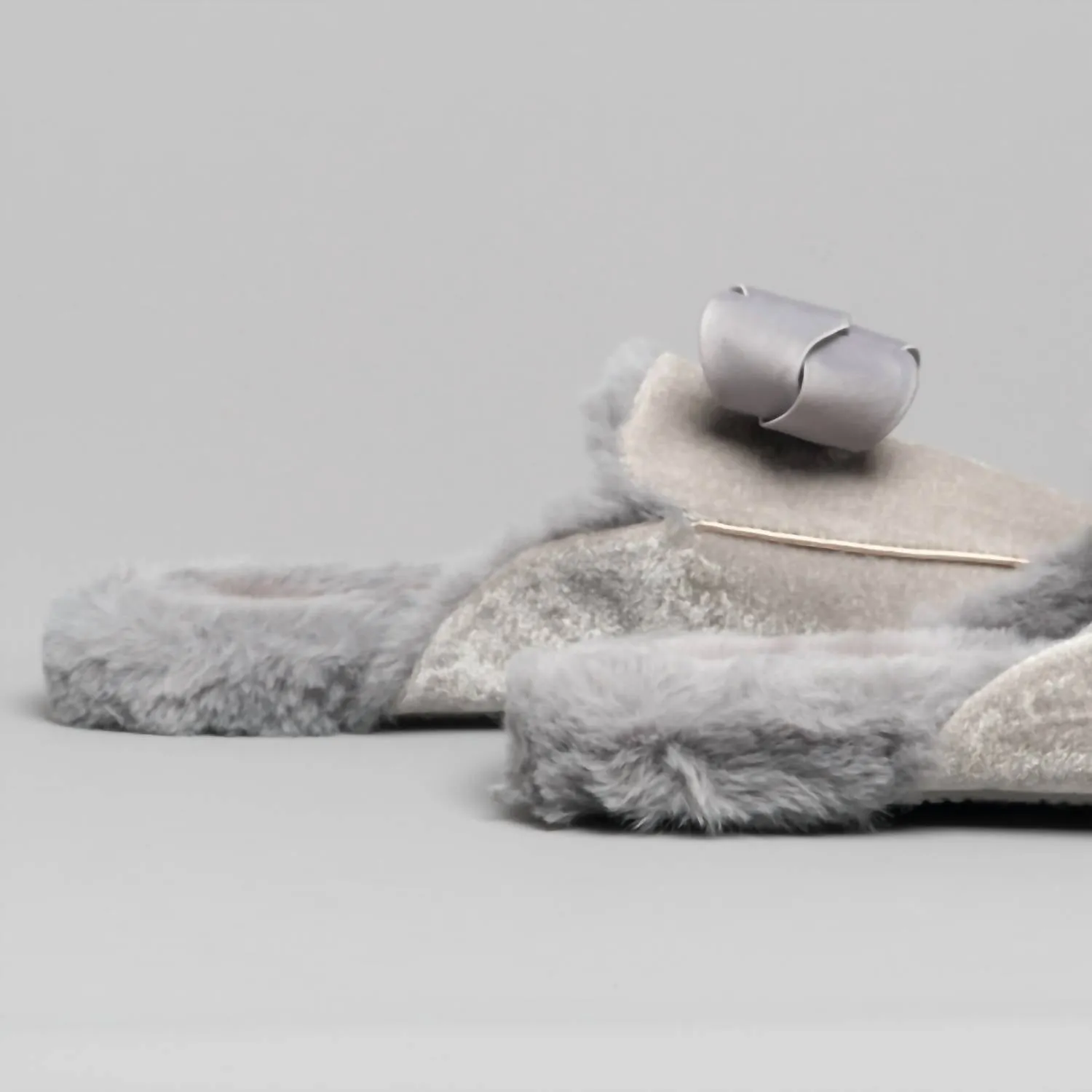 Women's Bhaybe Velvet Moccasin Slippers In Light Grey