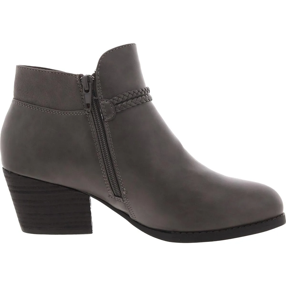 Womens Block Heel Faux Leather Booties