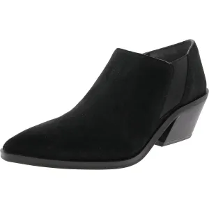 Womens Block Heel Faux Suede Ankle Boots
