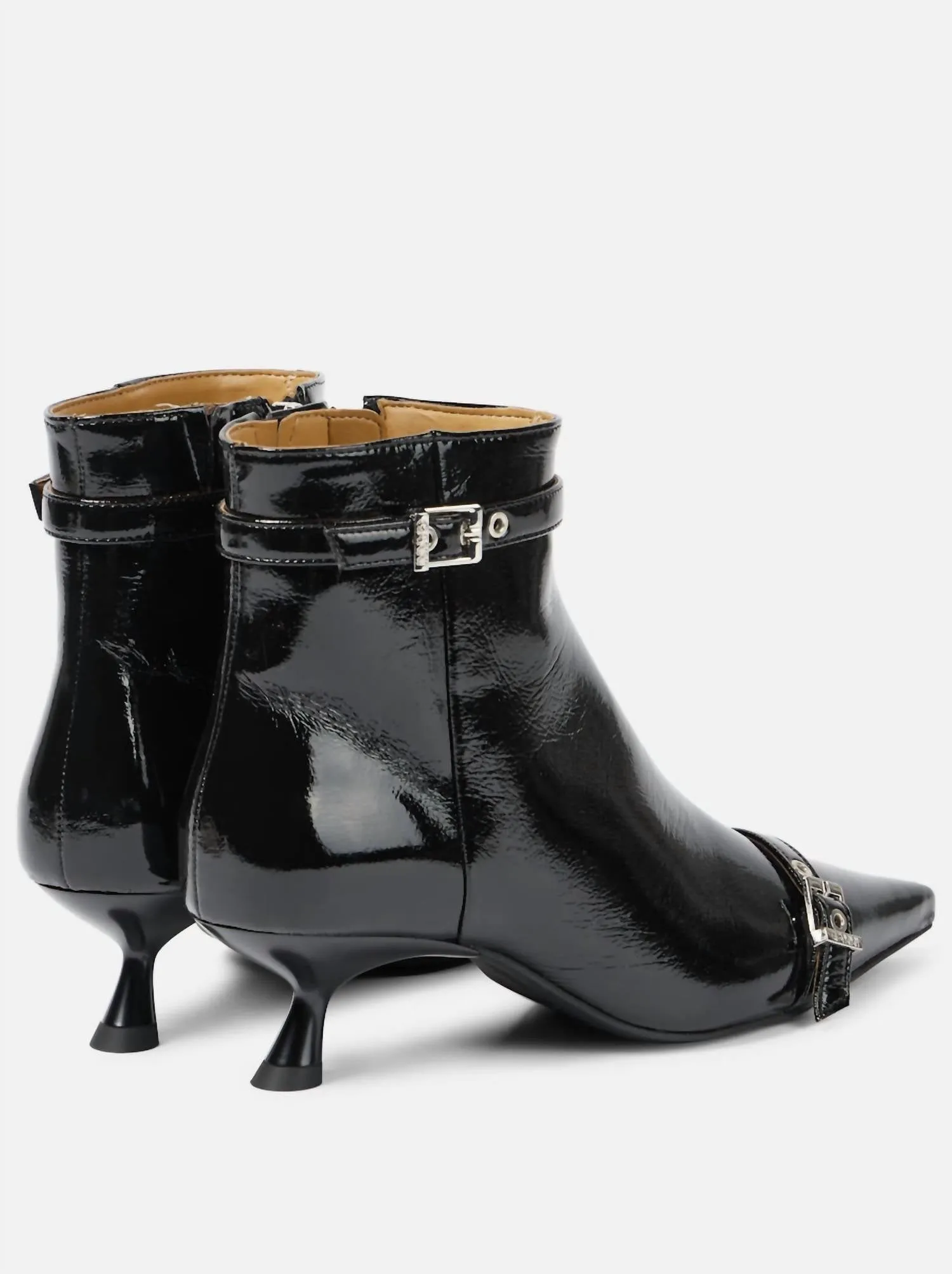 Women's Eyelets Kitten Heel Boots In Black