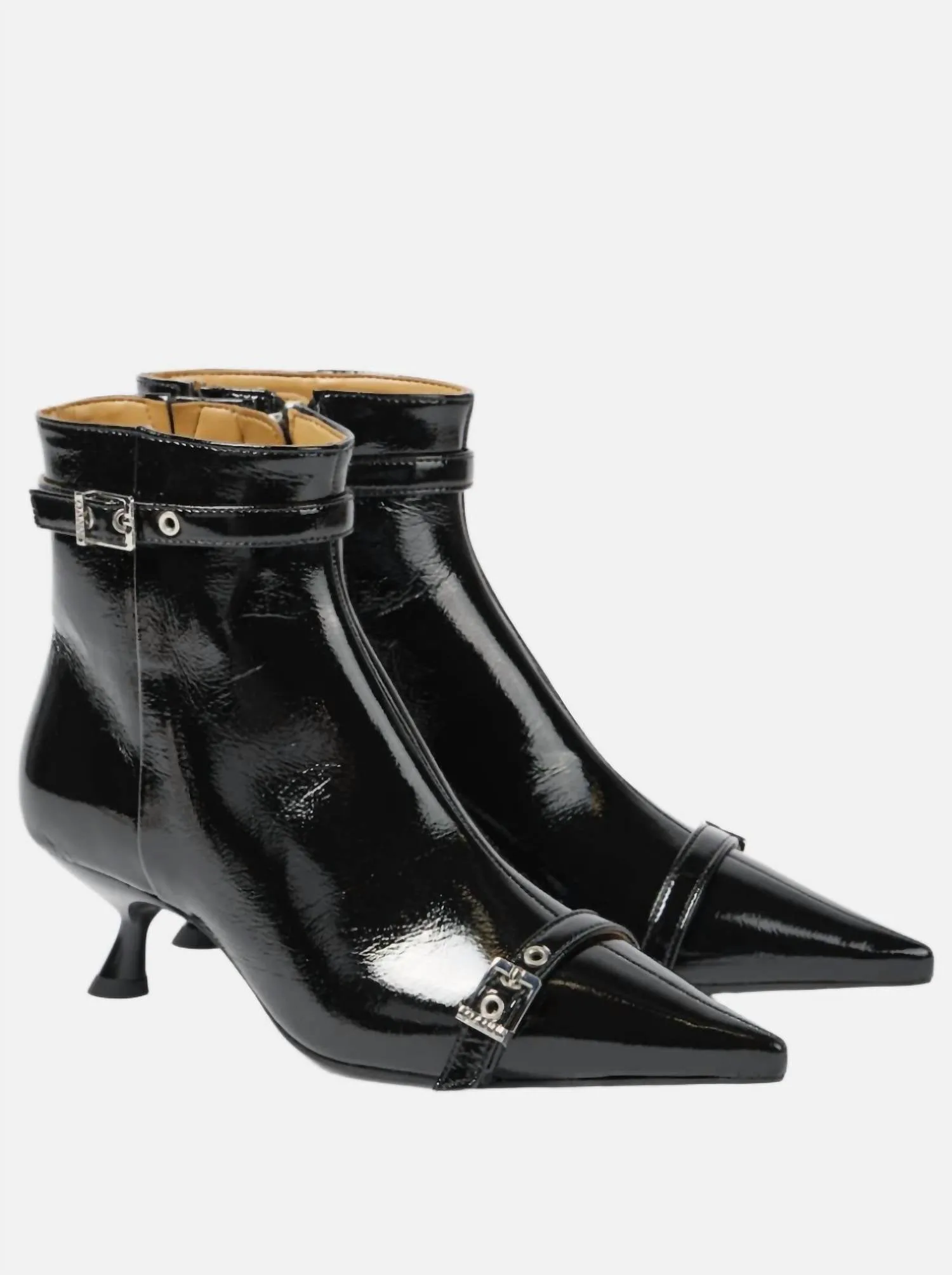 Women's Eyelets Kitten Heel Boots In Black