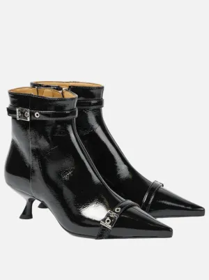 Women's Eyelets Kitten Heel Boots In Black