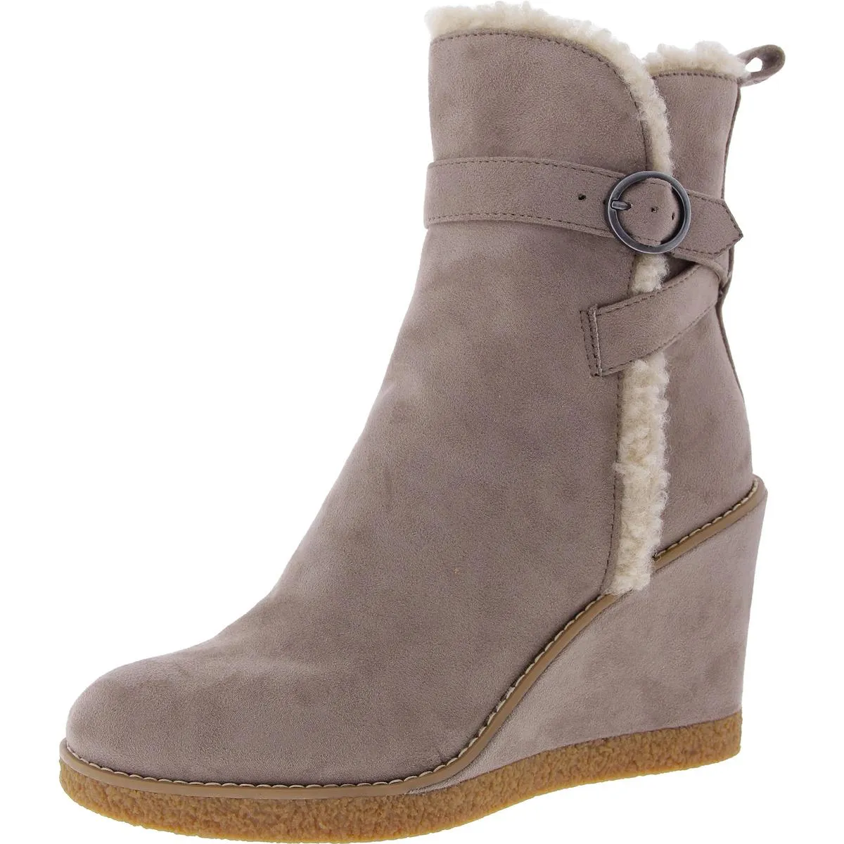 Womens Faux Fur Faux Suede Booties