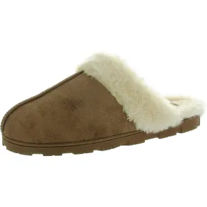 Womens Faux Fur Faux Suede Slide Slippers
