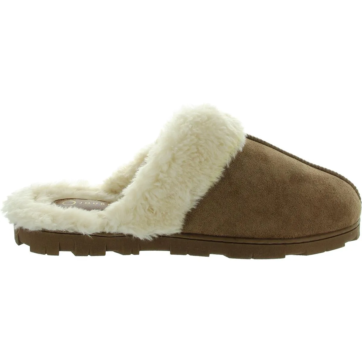 Womens Faux Fur Faux Suede Slide Slippers