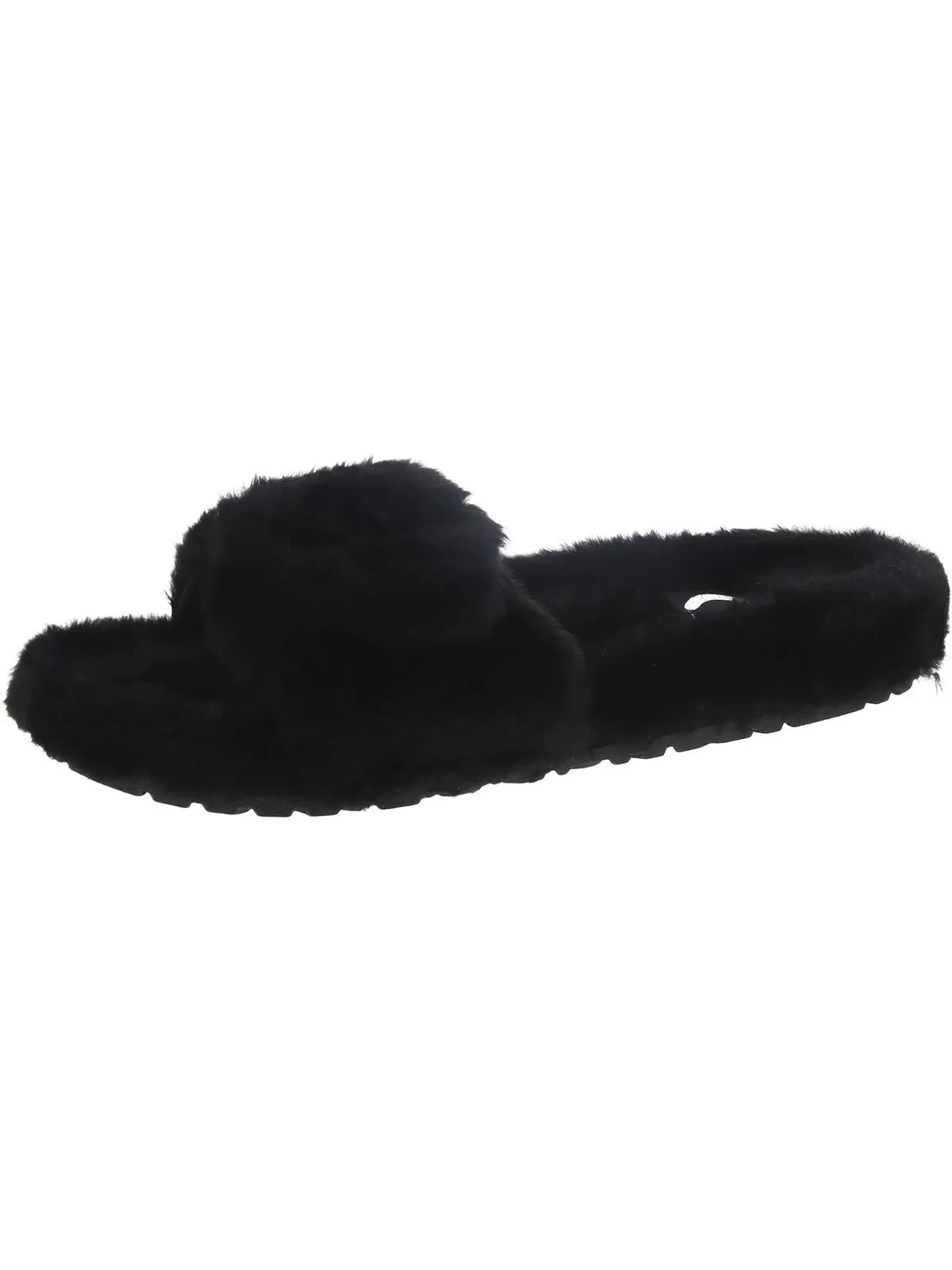 Womens Faux Fur Flat Slide Slippers