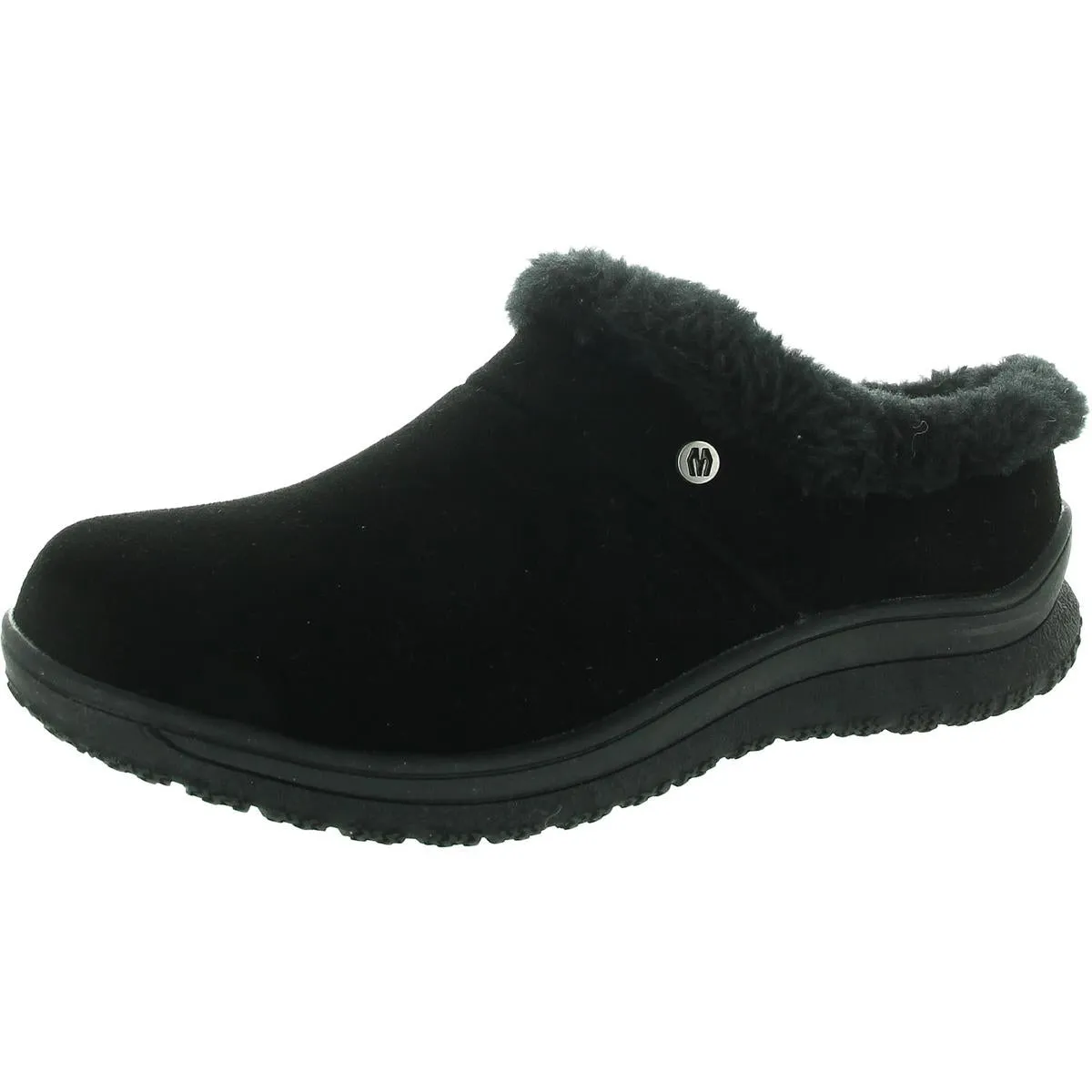 Womens Faux Fur Lined Suede Loafer Slippers