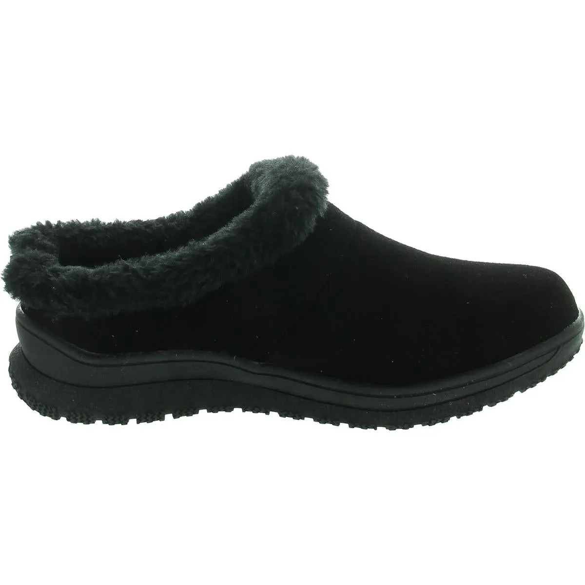 Womens Faux Fur Lined Suede Loafer Slippers