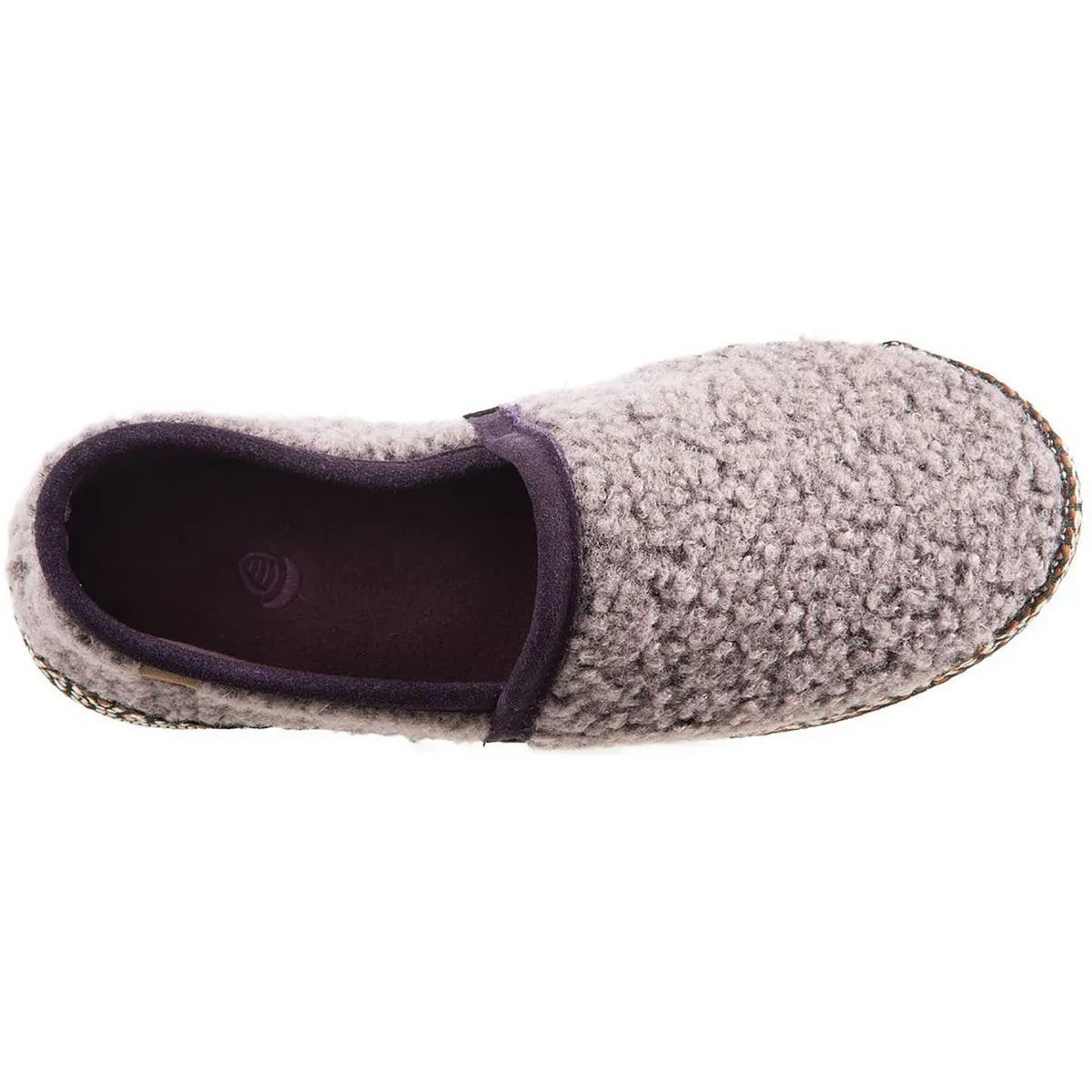 Womens Faux Fur Woven Trim Fleece Slippers