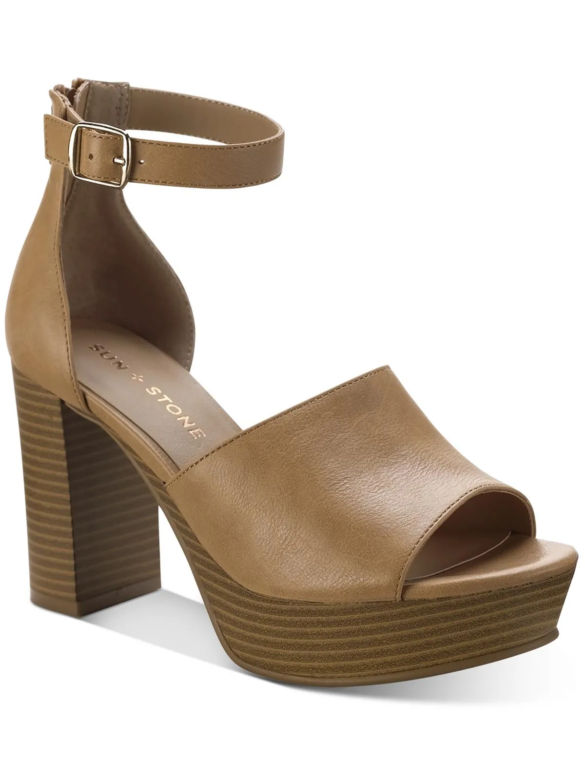 Womens Faux Leather Open Toe Heels