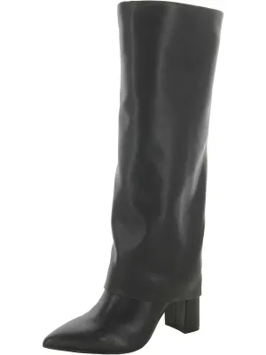 Womens Faux Leather Pointed Toe Knee-High Boots