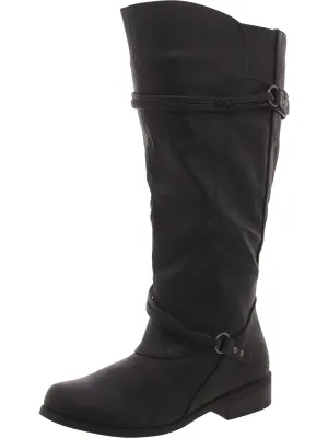 Womens Faux Leather Wide Calf Knee-High Boots