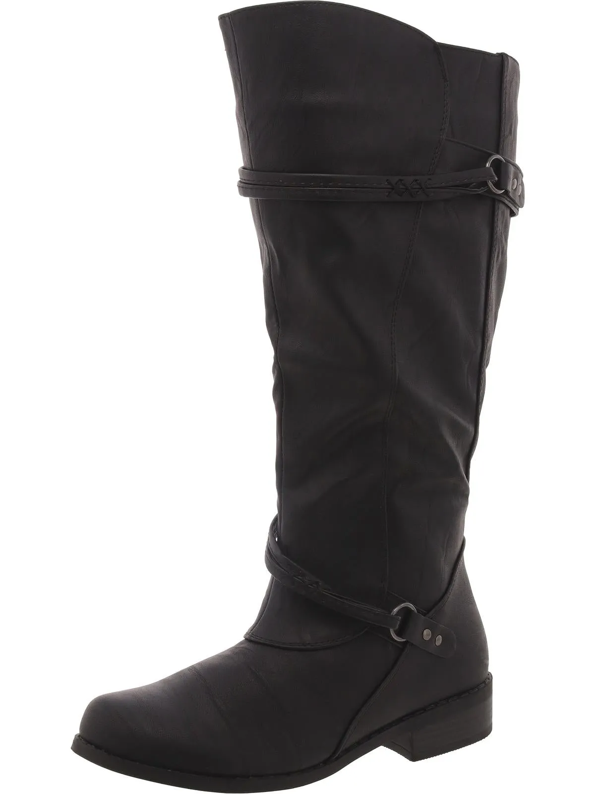 Womens Faux Leather Wide Calf Knee-High Boots