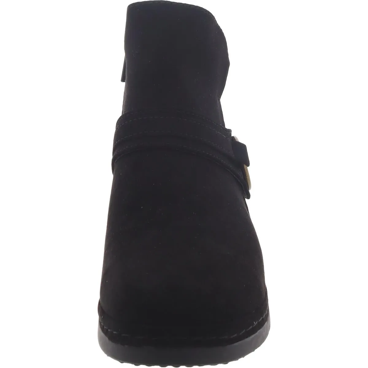 Womens Faux Suede Block Heel Ankle Boots