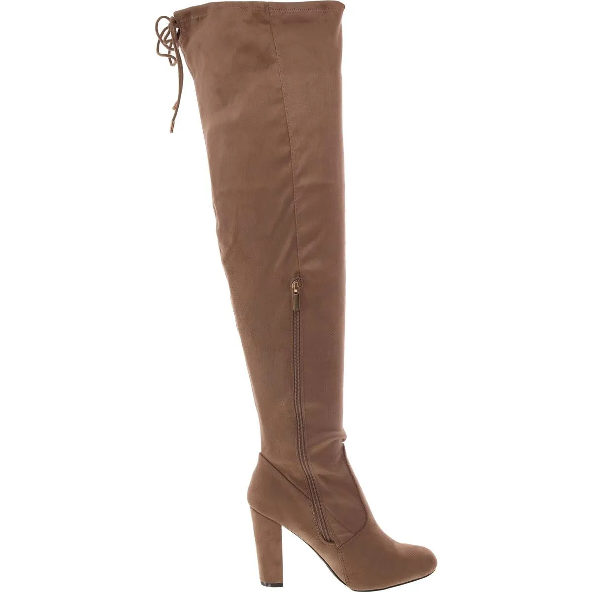 Womens Faux Suede Zipper Over-The-Knee Boots