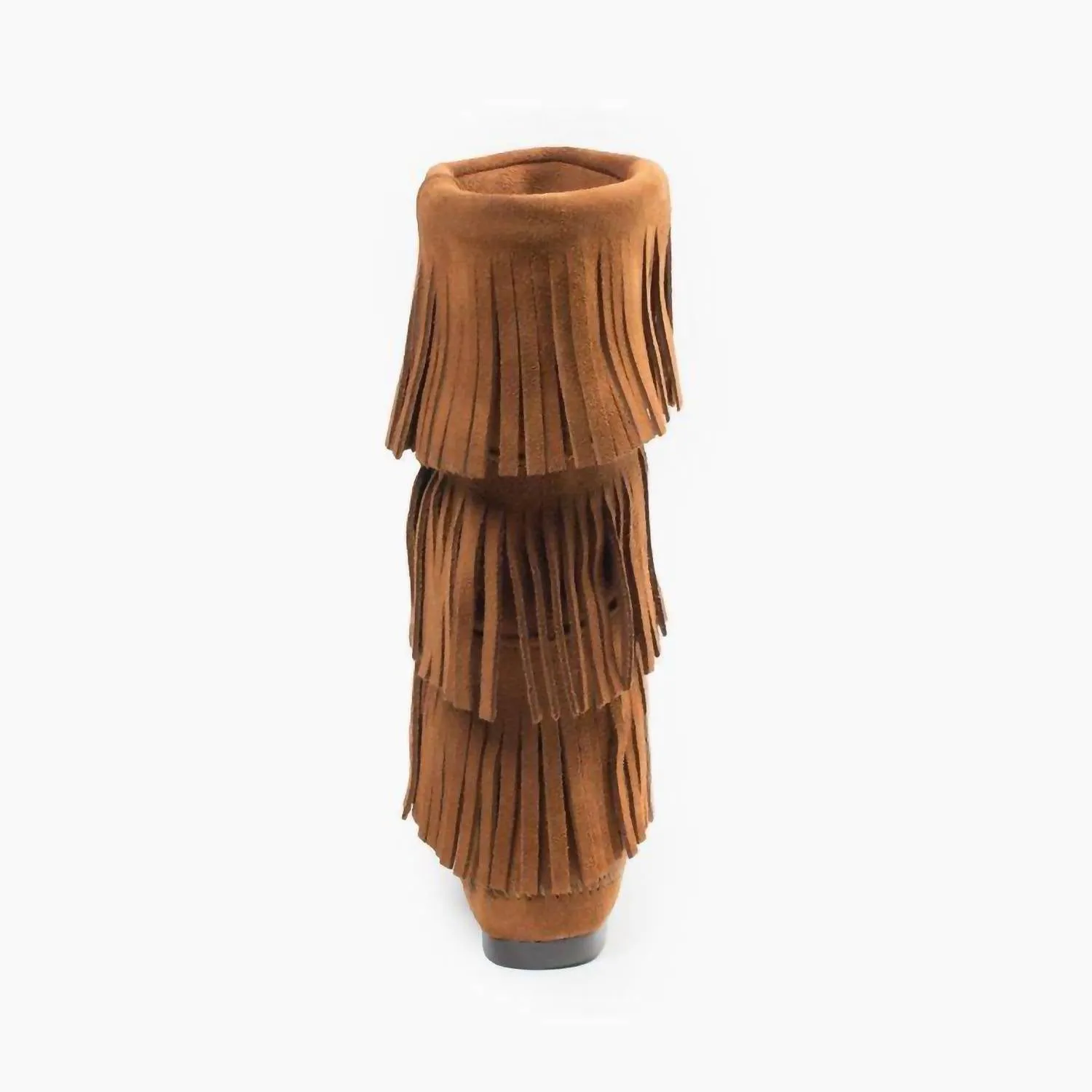 Women's Fringe 3-Layer Moccasin Boot In Brown