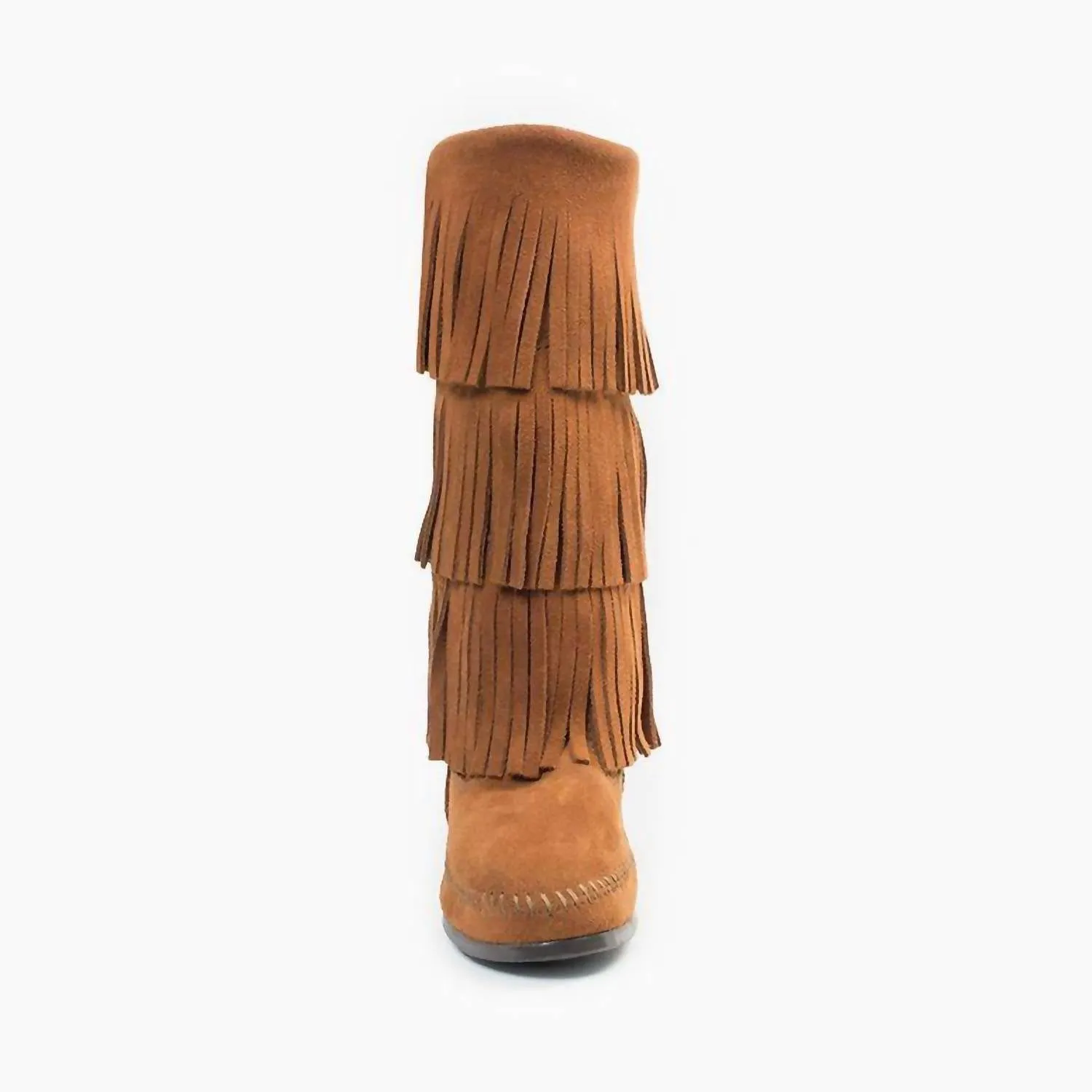 Women's Fringe 3-Layer Moccasin Boot In Brown