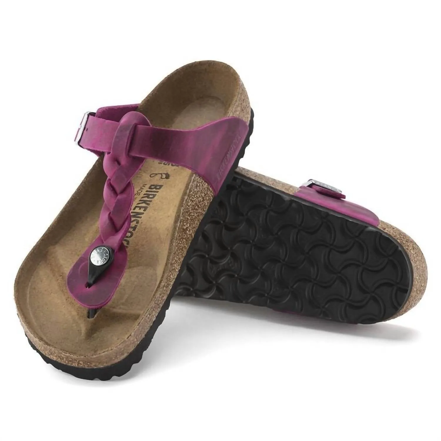 Women's Gizeh Braided Oiled Leather Sandals In Festival Fuchsia