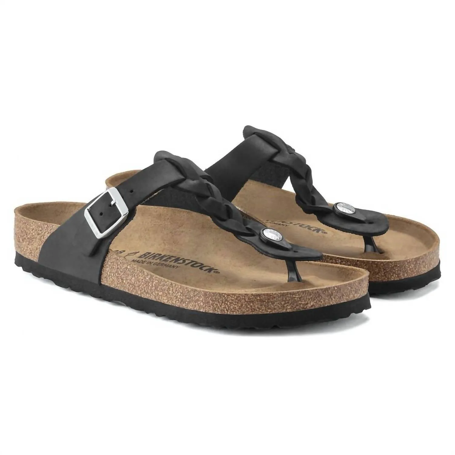 Women's Gizeh Oiled Leather Sandals In Black