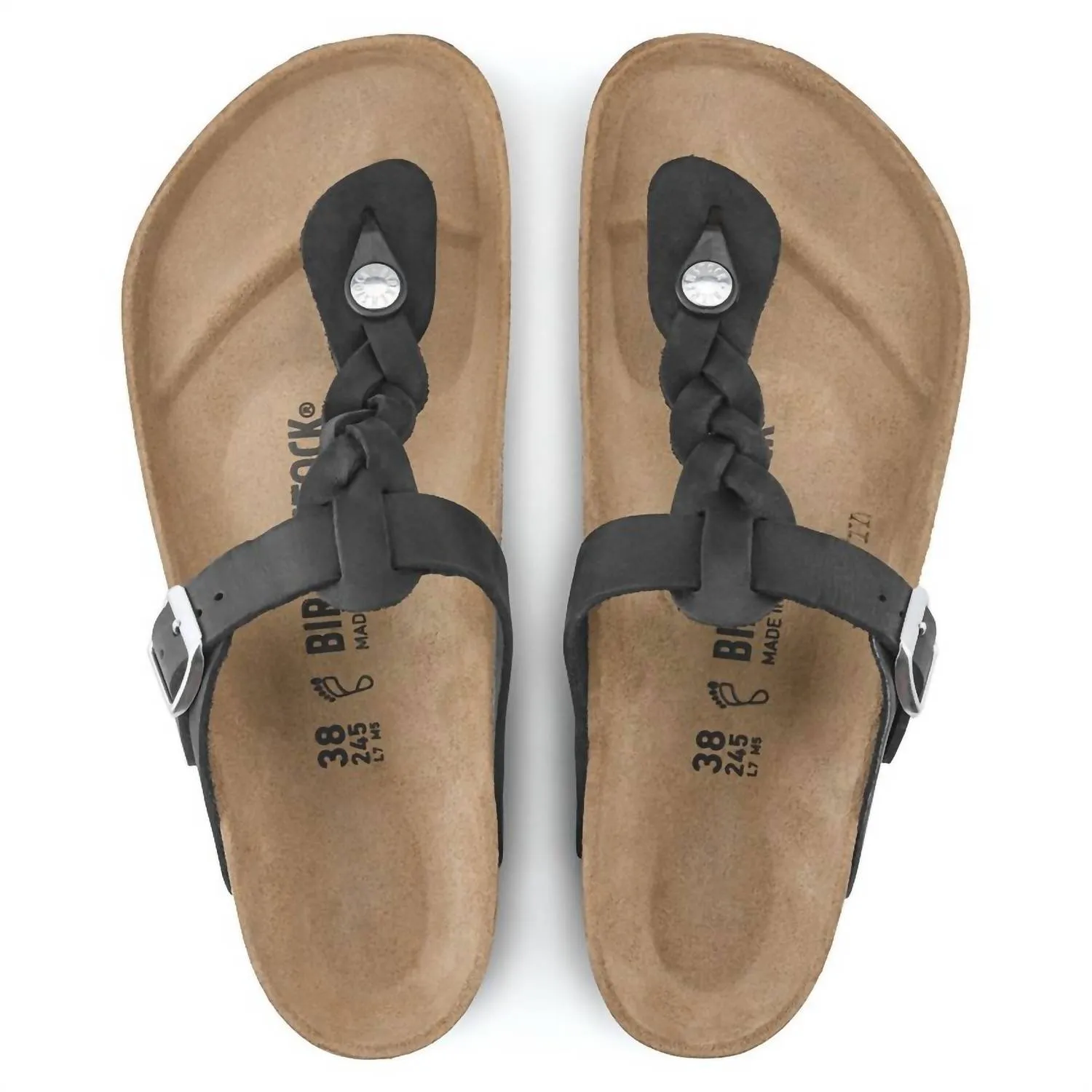 Women's Gizeh Oiled Leather Sandals In Black