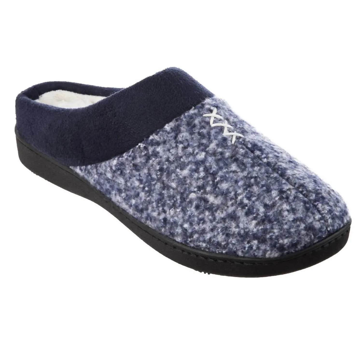 WomenS Heathered Knit Jessie Hoodback Slippers In Navy