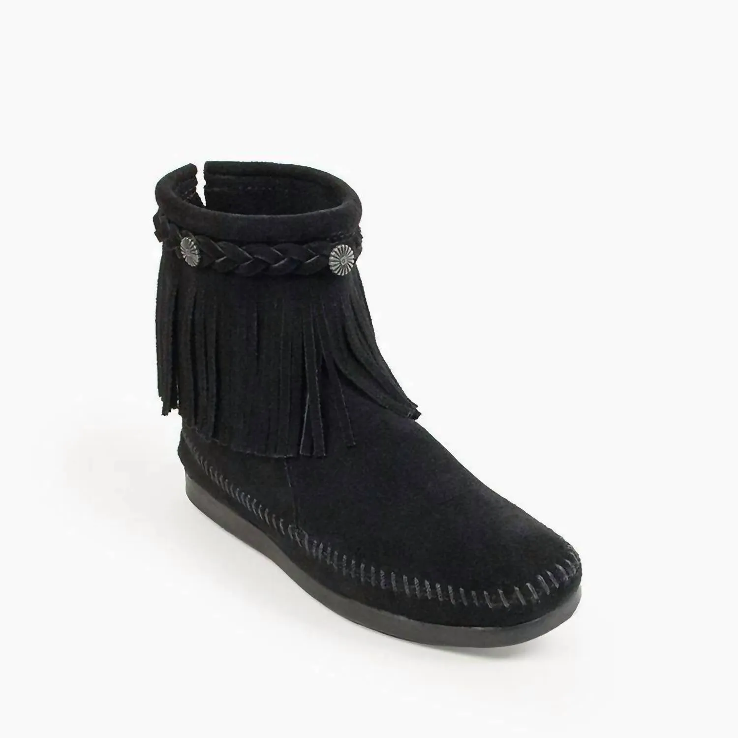 Women's High Top Back Zip Moccasin Boot In Black